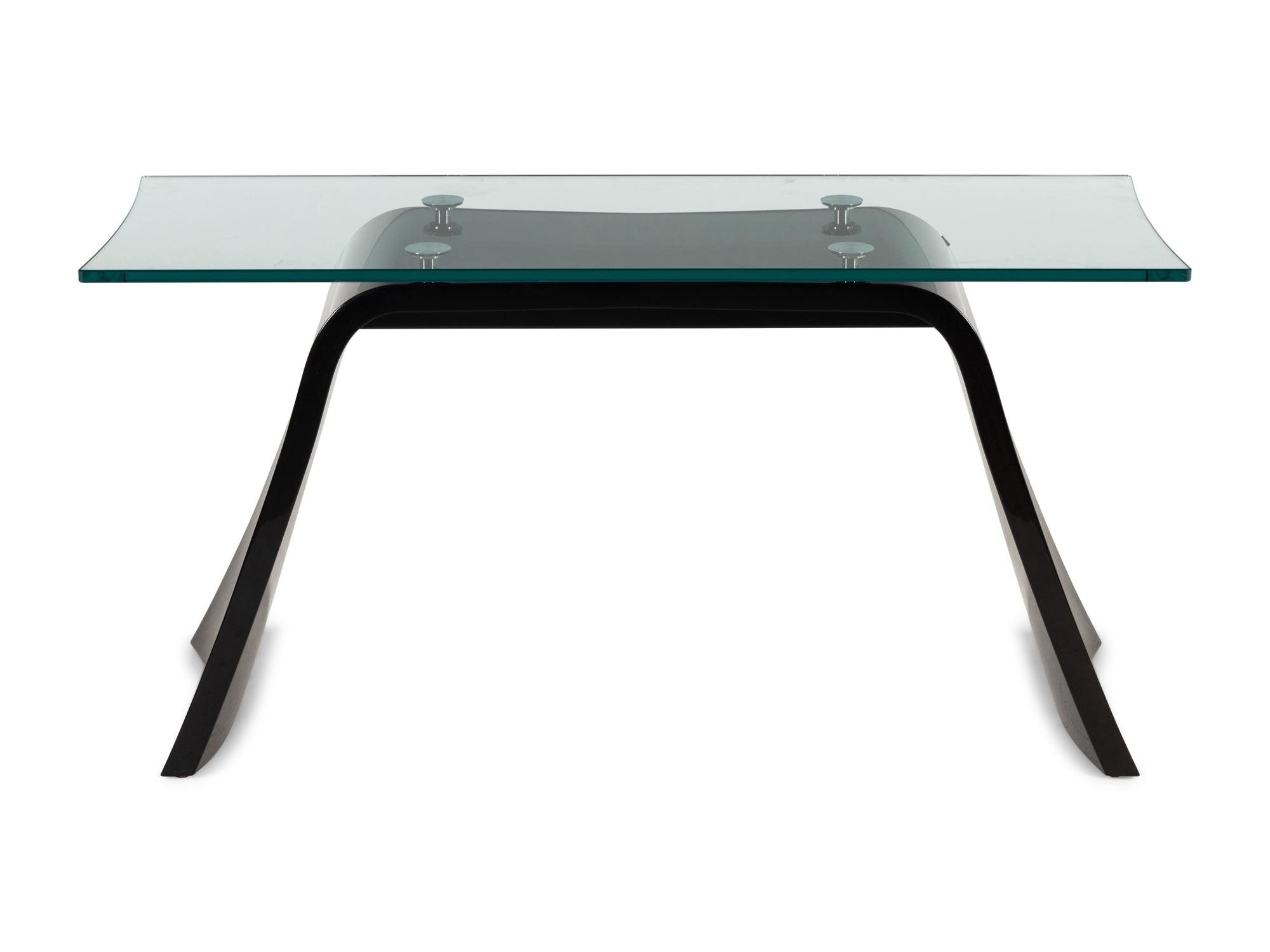 A Contemporary Lacquered Mahogany and Glass Console or Dressing Table