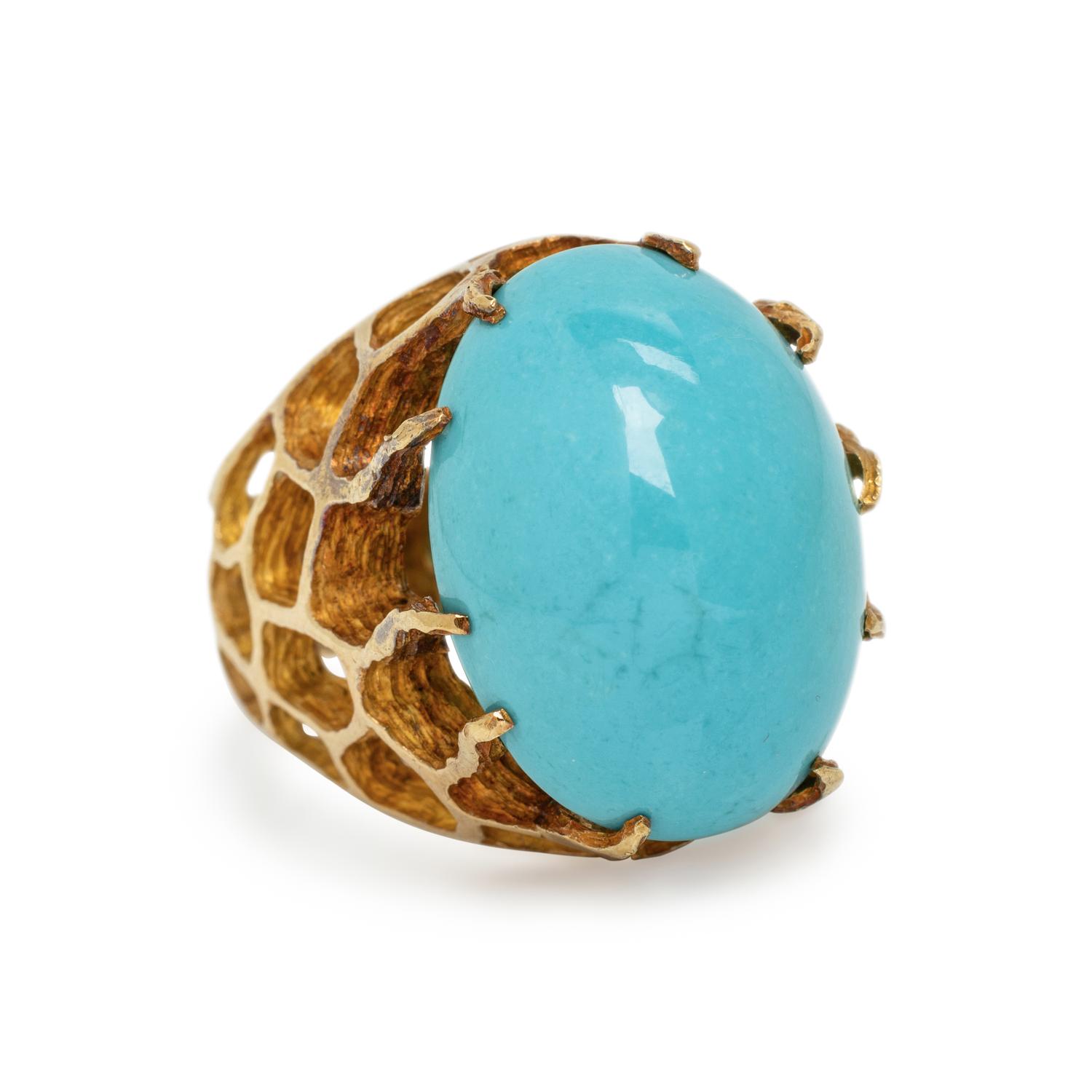 YELLOW GOLD AND TURQUOISE RING