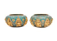 A Pair of Chinese Gilt Bronze Enameled 'Buddhist' Bowls