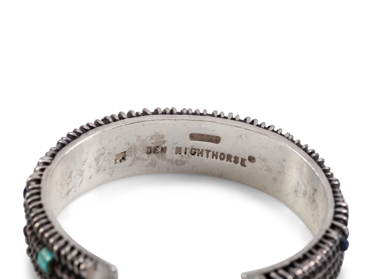 Pair of Sterling Silver Cuff Bracelets, with Inlay