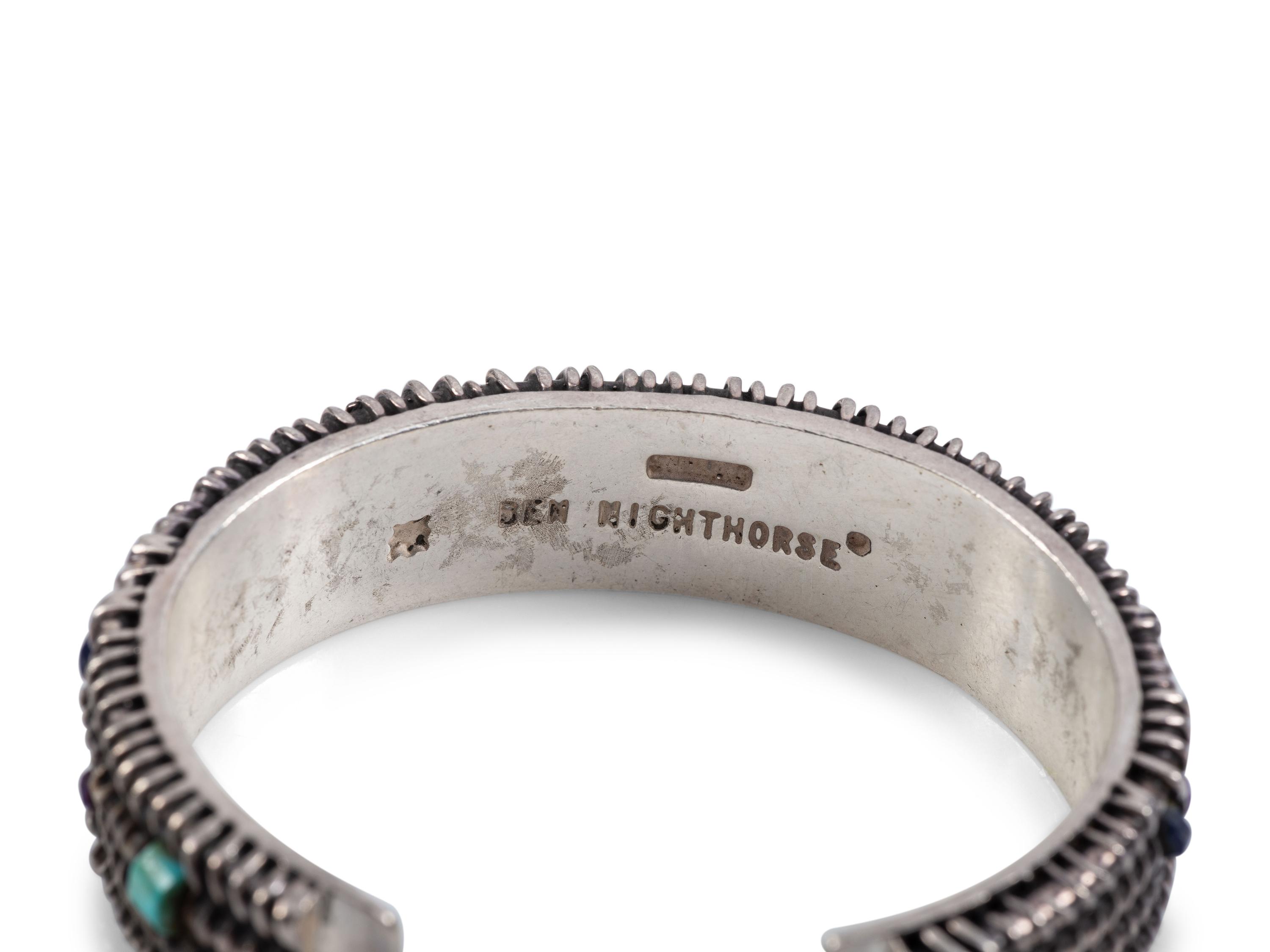 Pair of Sterling Silver Cuff Bracelets, with Inlay