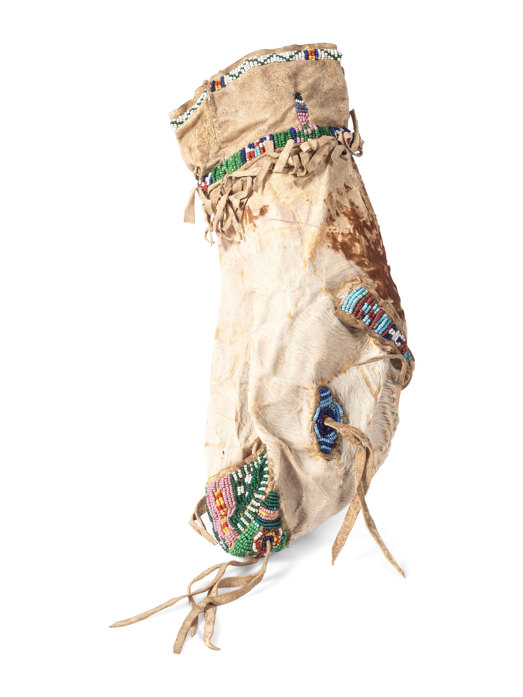 Sioux Beaded Hide Calf Head Bag