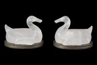 A Pair of Chinese Carved Rock Crystal Ducks