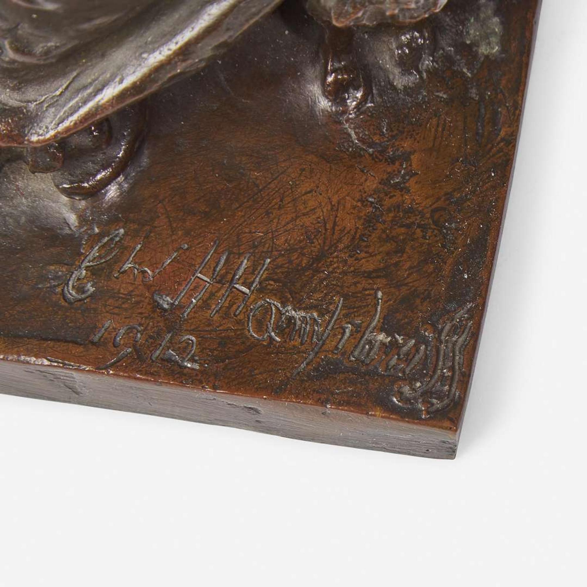 Charles Henry Humphriss (American, 1867-1934) Pair of Pierrot or Harlequin Bookends, Roman Bronze Works (founded 1897), New York, NY, dated, "1912"