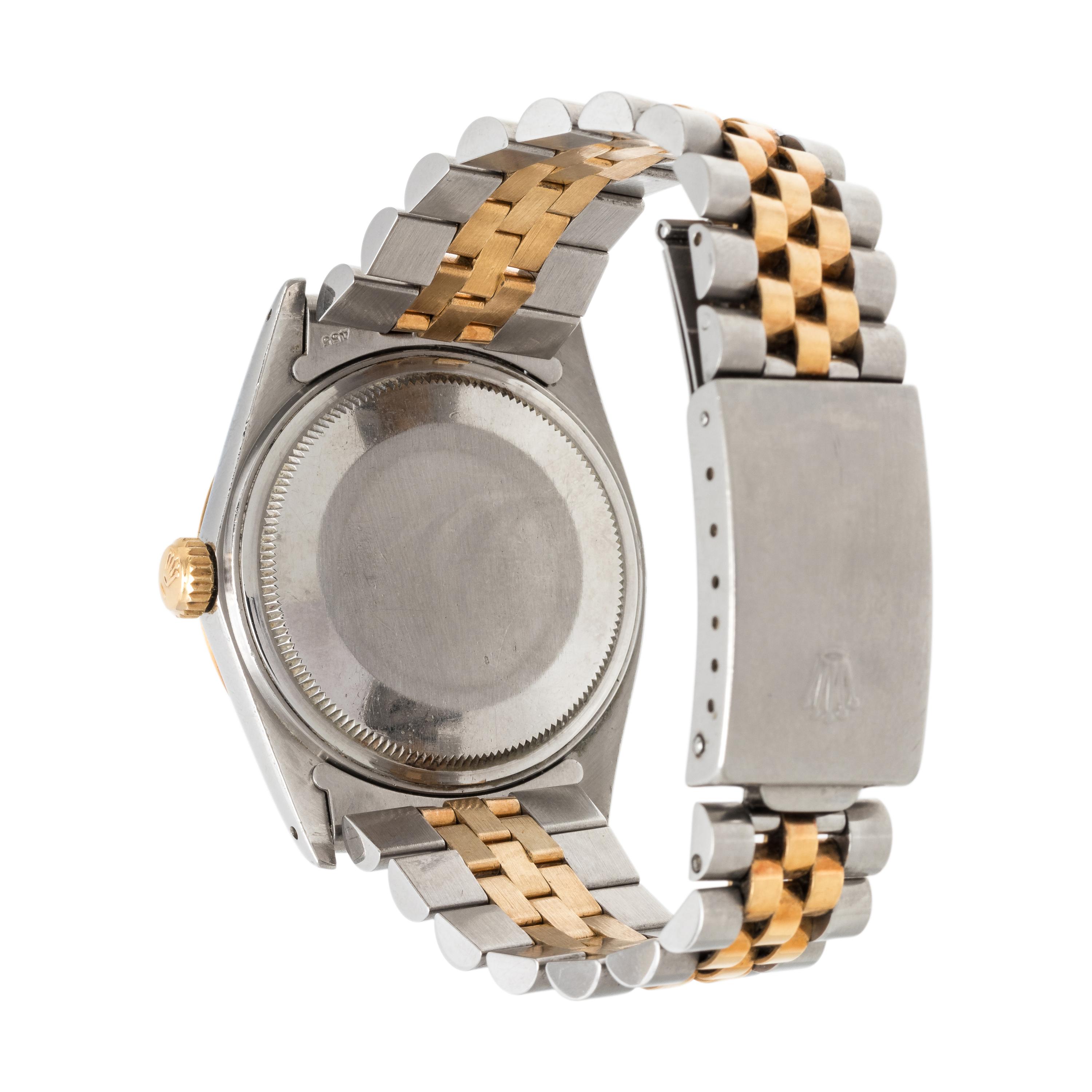 ROLEX, REF. 16013 STAINLESS STEEL AND 18K YELLOW GOLD 'OYSTER PERPETUAL DATEJUST' WRISTWATCH, CIRCA 1984