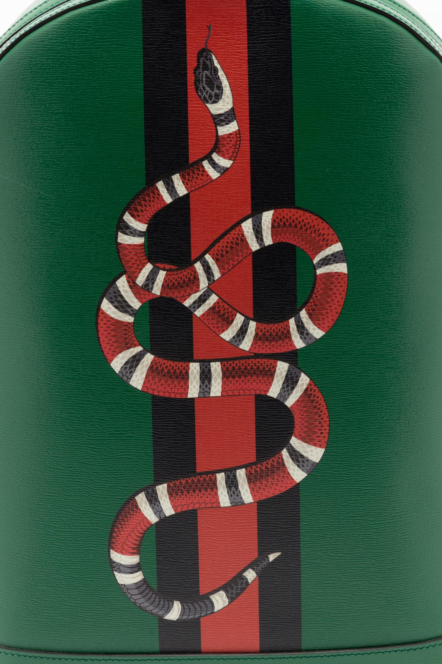 Gucci Limited Edition Backpack in Green Leather with Kingsnake Print, Alessandro Michele, Autumn Winter Precollection 2017