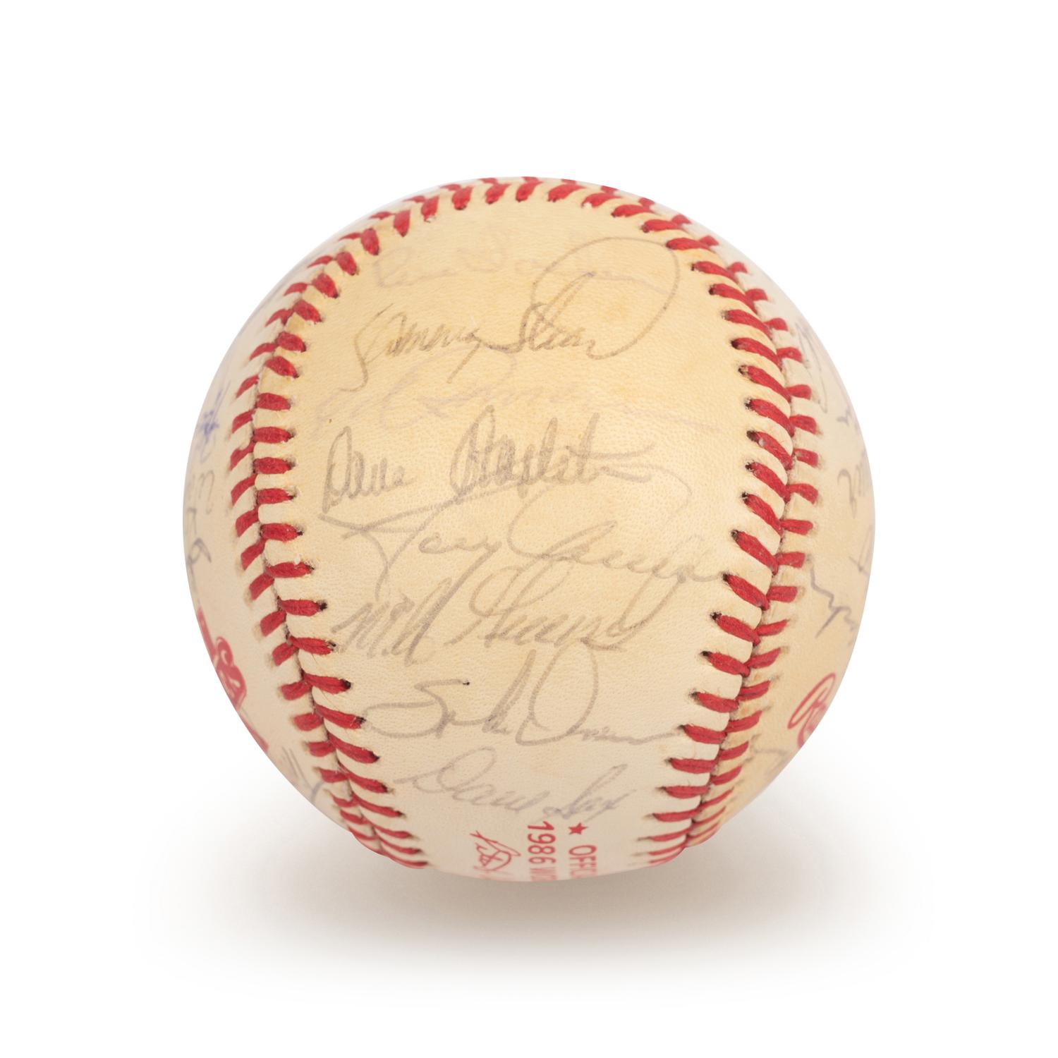 A 1986 Boston Red Sox American League Champions Team Signed Autograph Baseball with 32 Signatures (Beckett Authentication Services Letter BAS Certified),