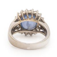 Star Sapphire, Diamond, and White Gold Ring