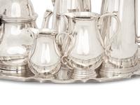 An English Queen Anne Style Silver Five-Piece Tea and Coffee Service