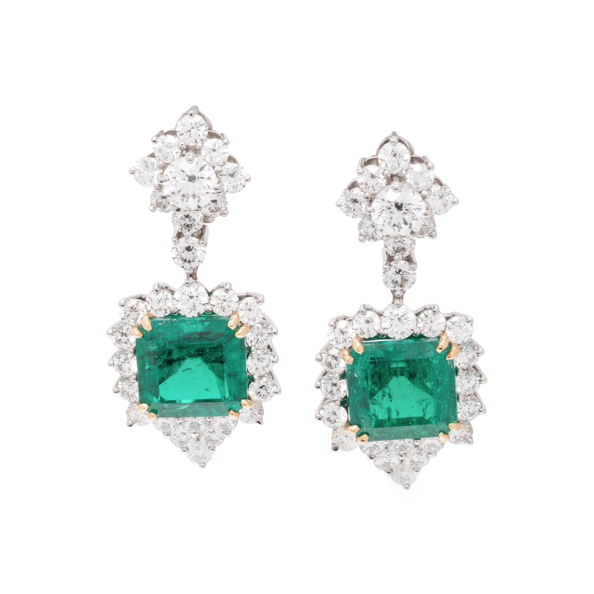 LAZARE KAPLAN, COLOMBIAN EMERALD AND DIAMOND EARRINGS