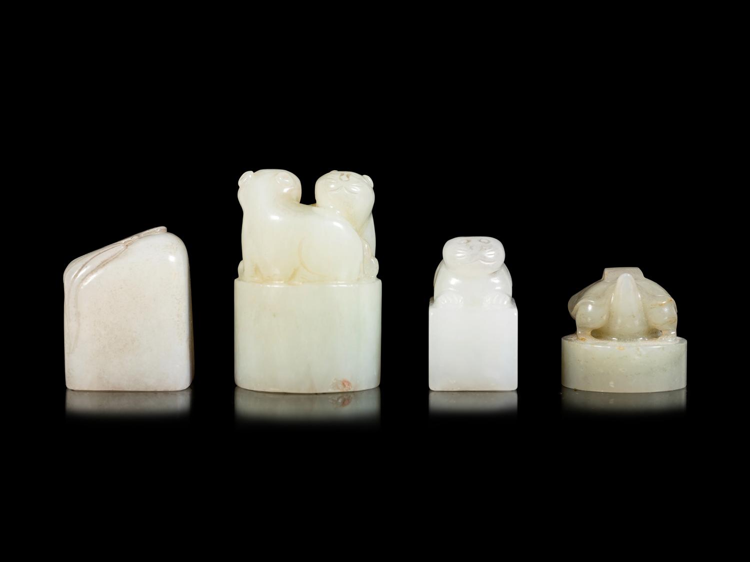 Four Chinese Celadon Jade Seals