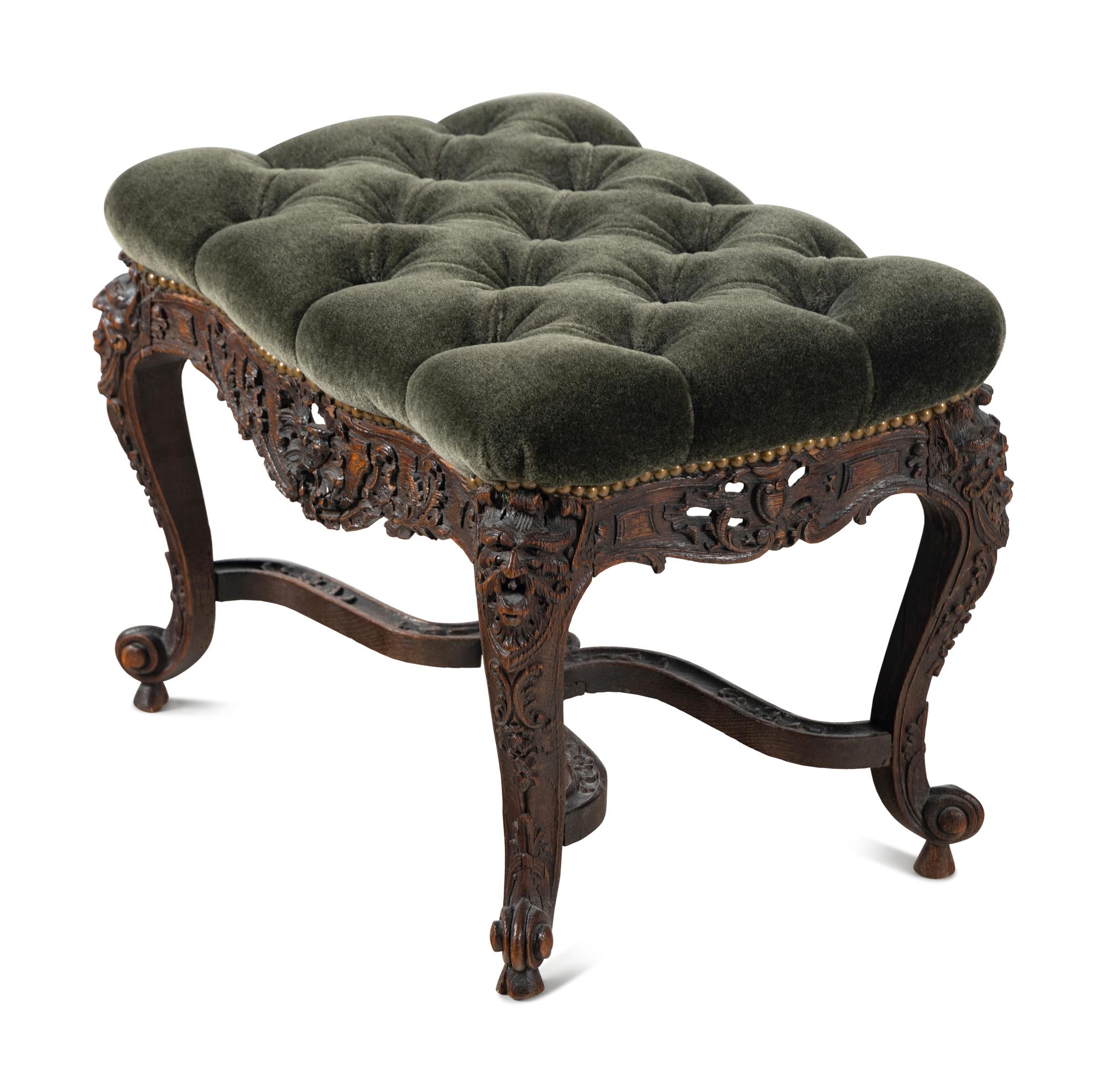 A Régence Carved Oak Stool
