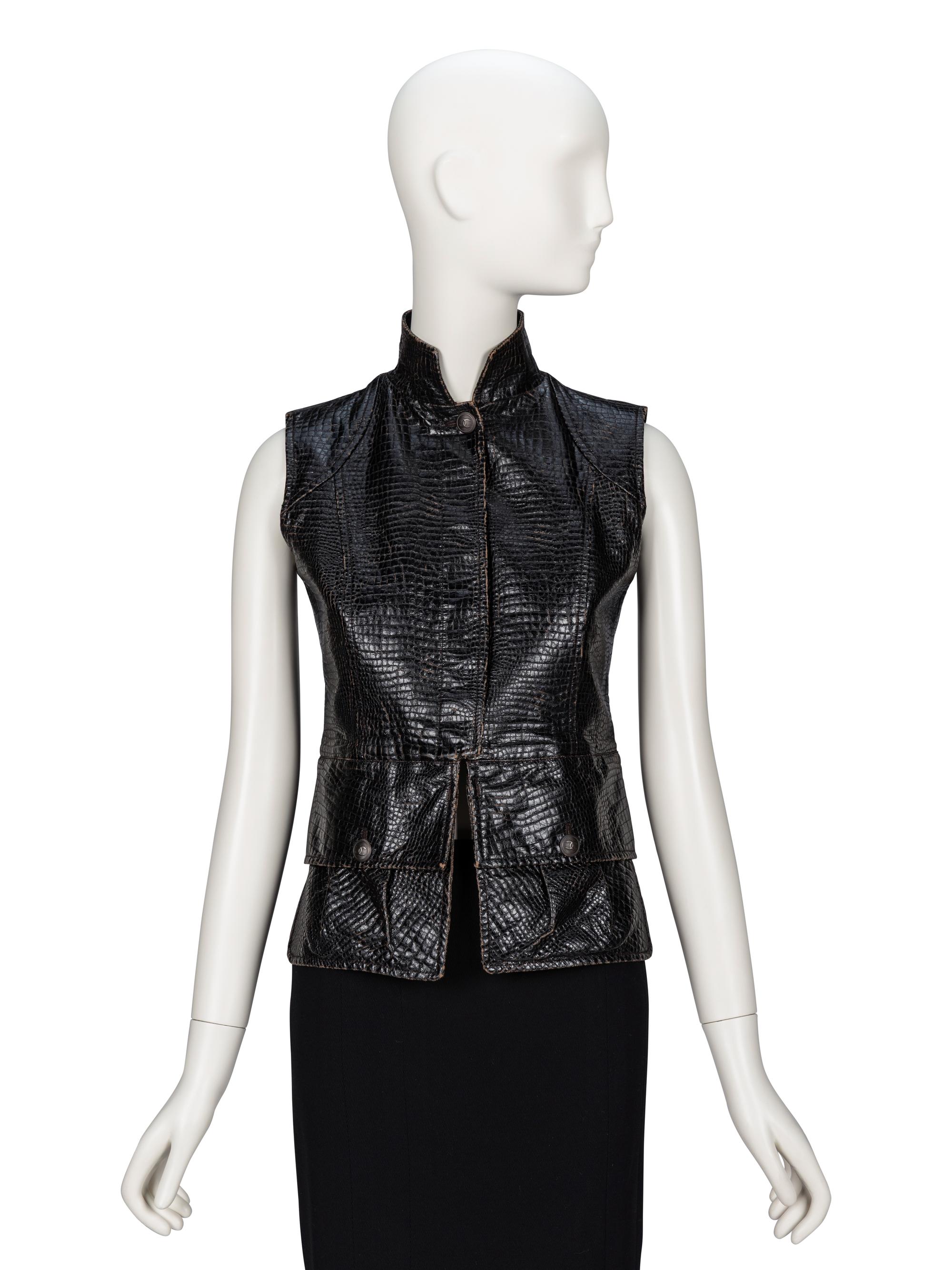 Chanel, Deep Brown Croc-Effect Gilet, F/W 2003