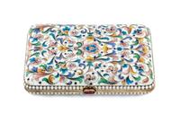 A Russian Enameled Silver Cigarette Case, Maker's mark AL, kokoshnik mark of Ivan Lebedkin, Moscow, early 20th century, the case with p