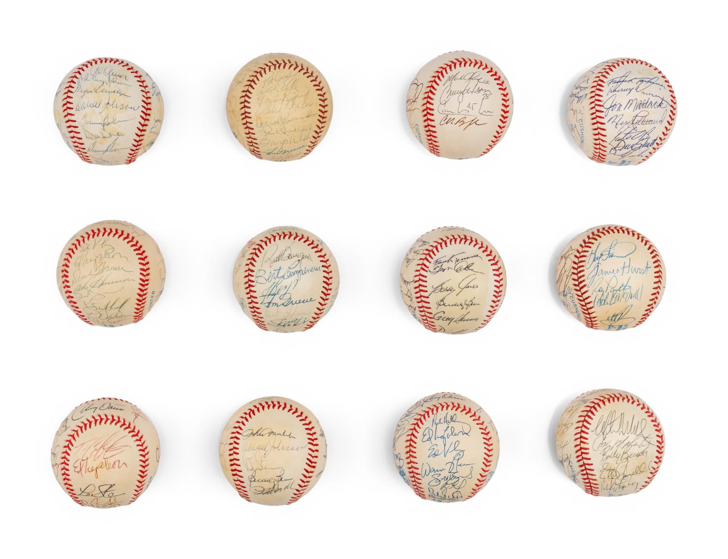 A Large Group of Assorted 1970s-90s Texas Rangers Team Signed Autograph Baseballs