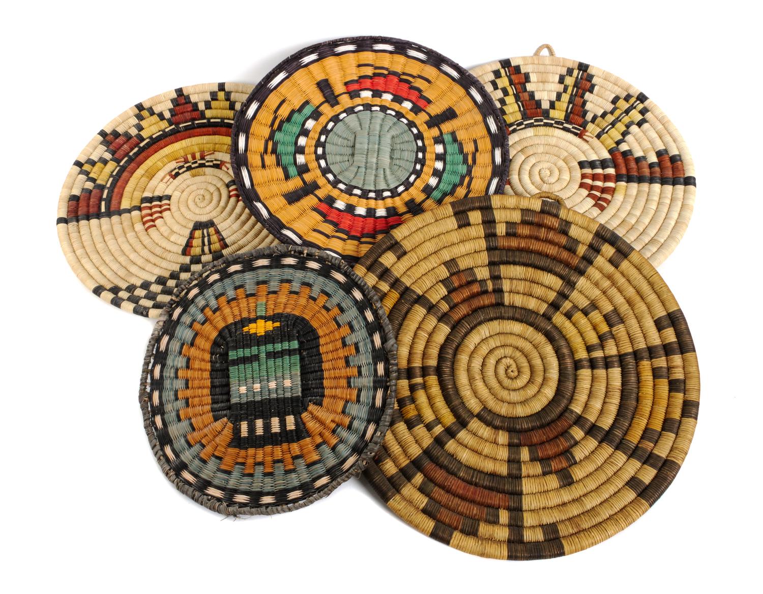 Nine Hopi Trays Diameter of largest 12 3/4 inches.