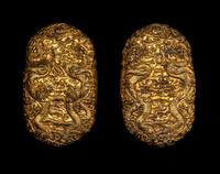 A Chinese Gilt Bronze 'Dragon' Two-Part Tally