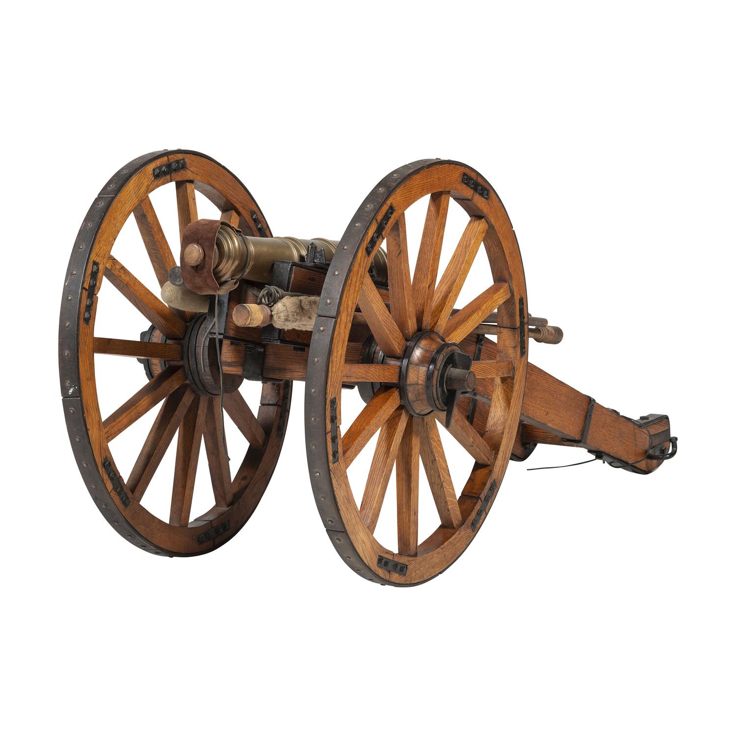 William Muese Made Scale Replica of a British Bronze "Grasshopper" Field Piece on Carriage