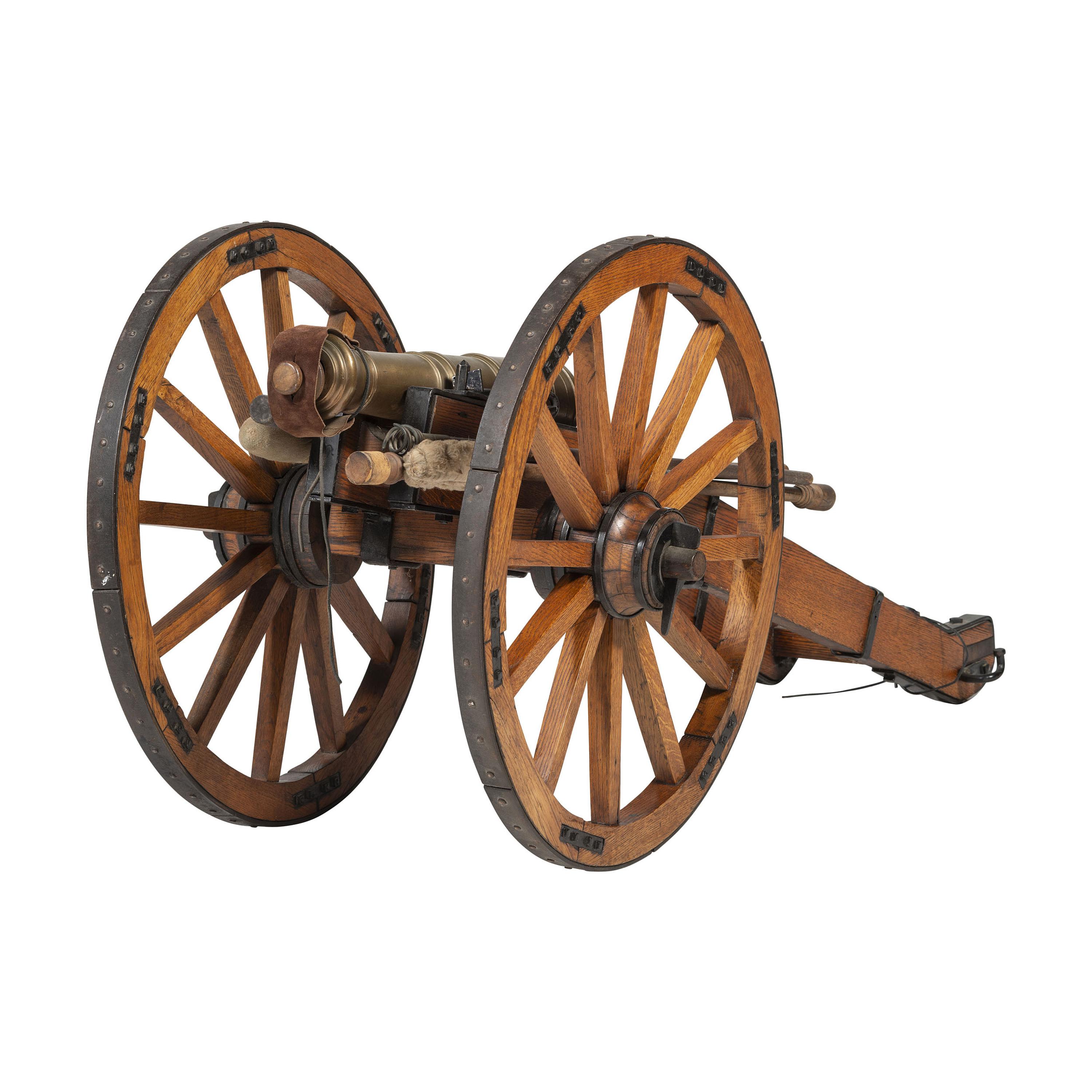 William Muese Made Scale Replica of a British Bronze "Grasshopper" Field Piece on Carriage