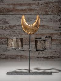 George III Era Sterling Silver Armbands and British Officer's Gilt Copper Gorget, Presented to Ojibwa Chief John Aisance