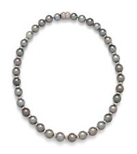 CULTURED TAHITIAN PEARL AND DIAMOND NECKLACE