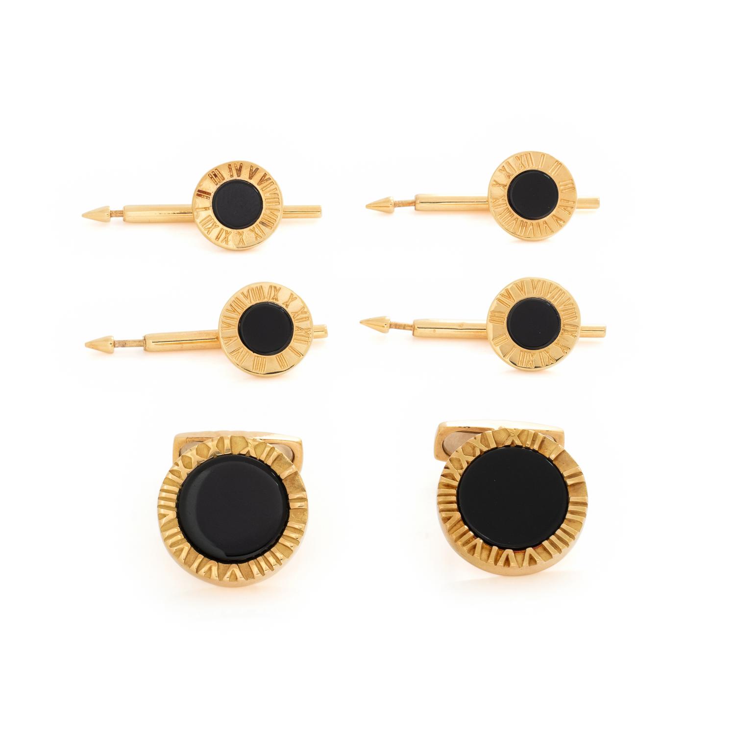 YELLOW GOLD AND ONYX DRESS SET