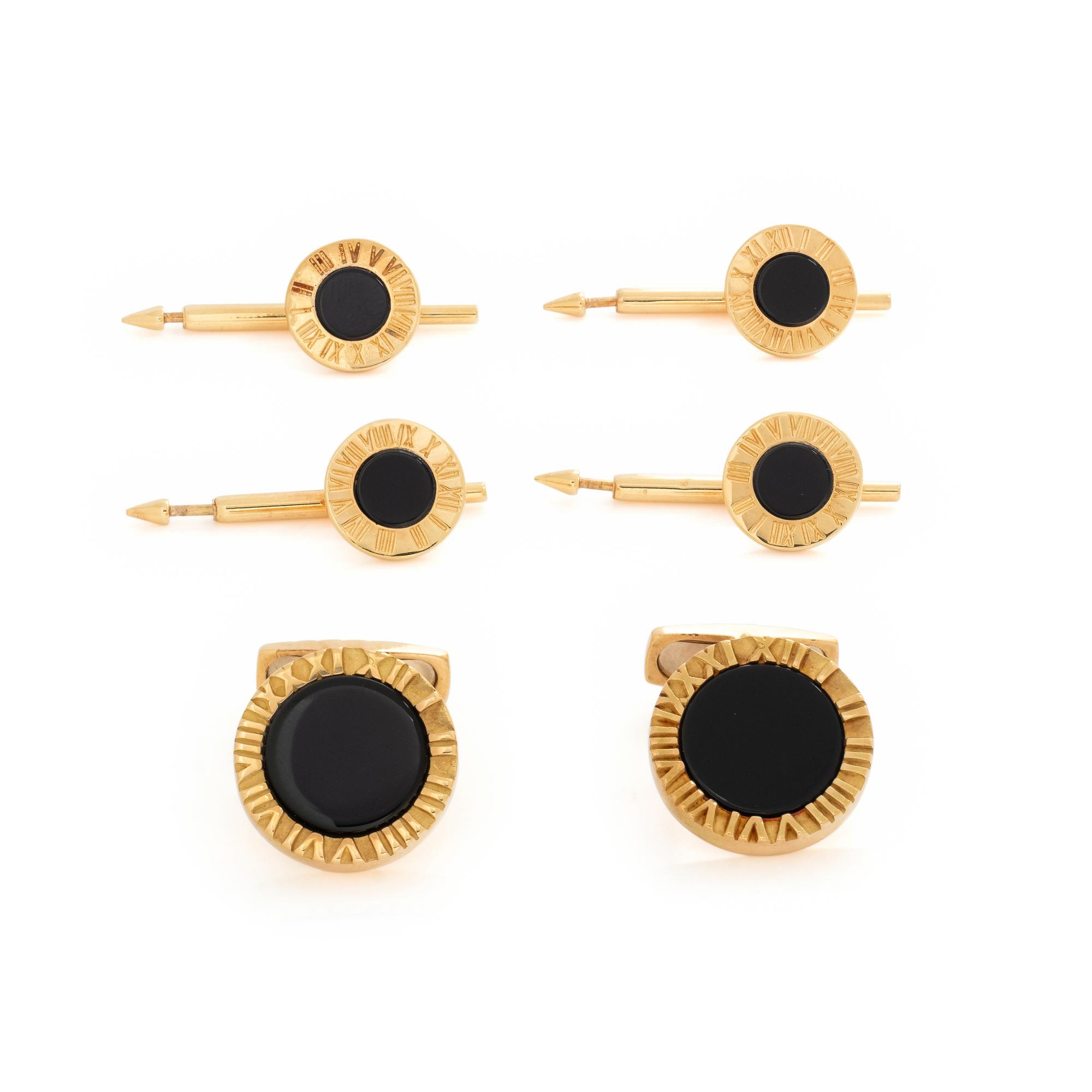 YELLOW GOLD AND ONYX DRESS SET
