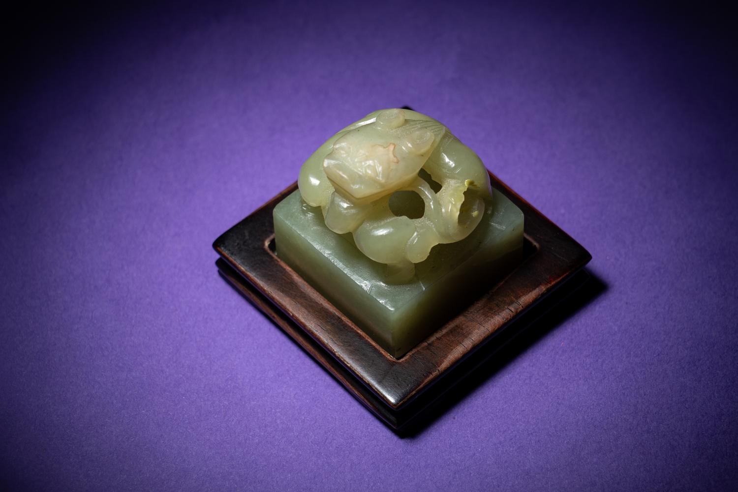 A Chinese Celadon Jade Seal