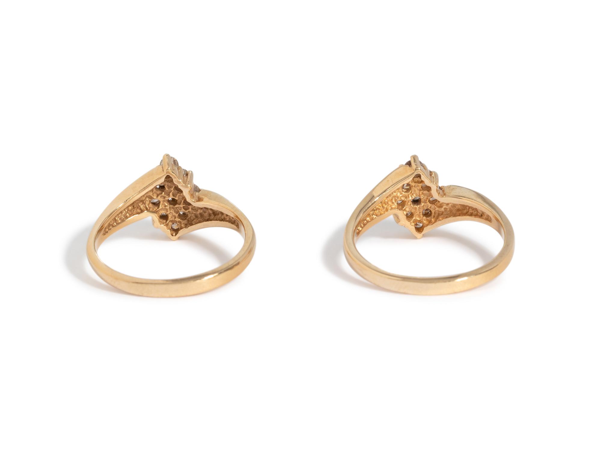 PAIR OF YELLOW GOLD AND DIAMOND RINGS