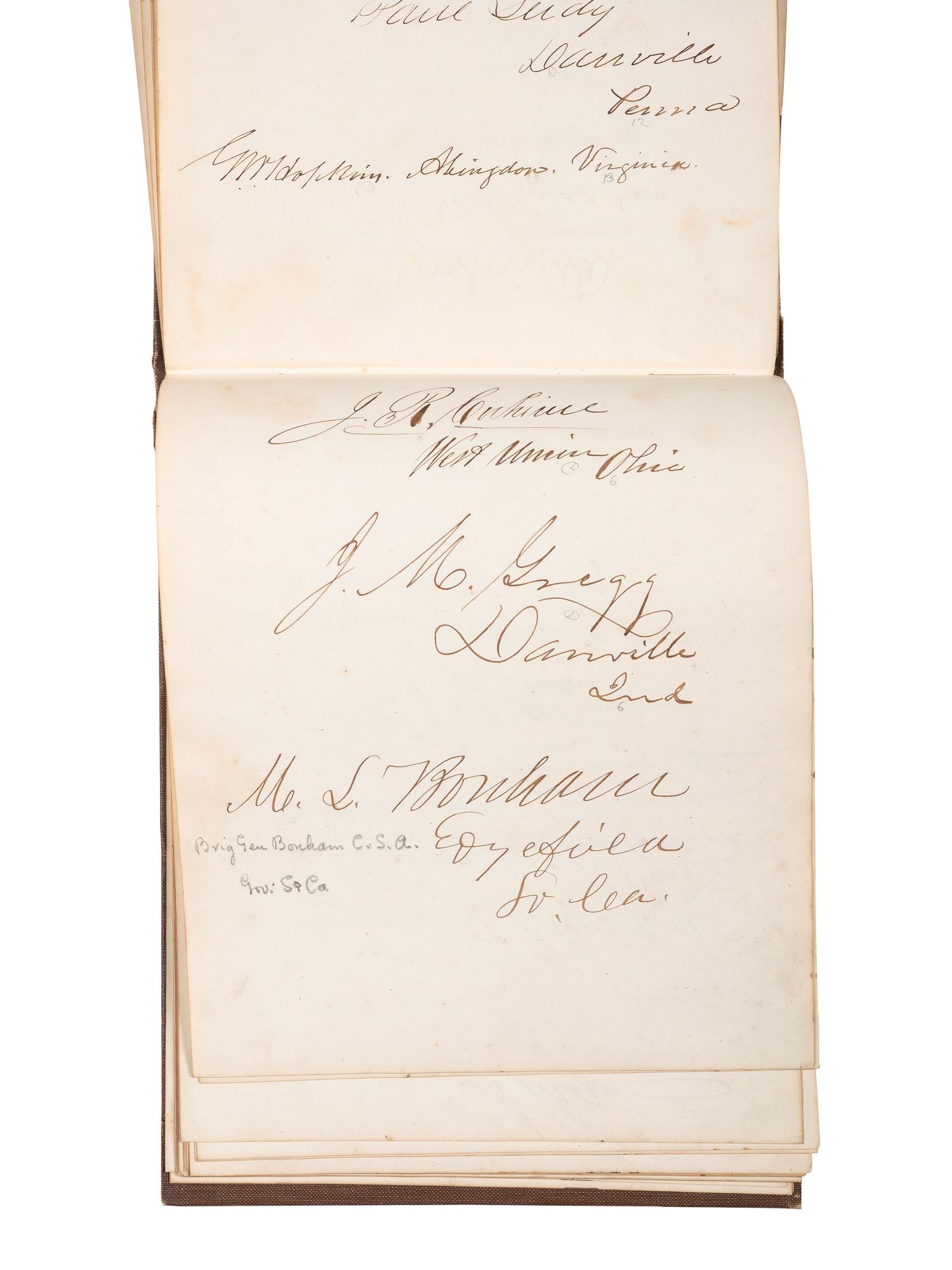 [POLITICS]. Autograph book with signatures from the James Buchanan administration, including: