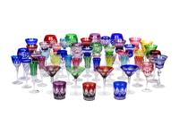 A Collection of Saint Louis and Other Colored Cut-to-Clear Glass Stemware