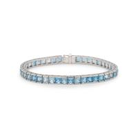 WHITE GOLD AND PRINCESS CUT AQUAMARINE LINE BRACELET