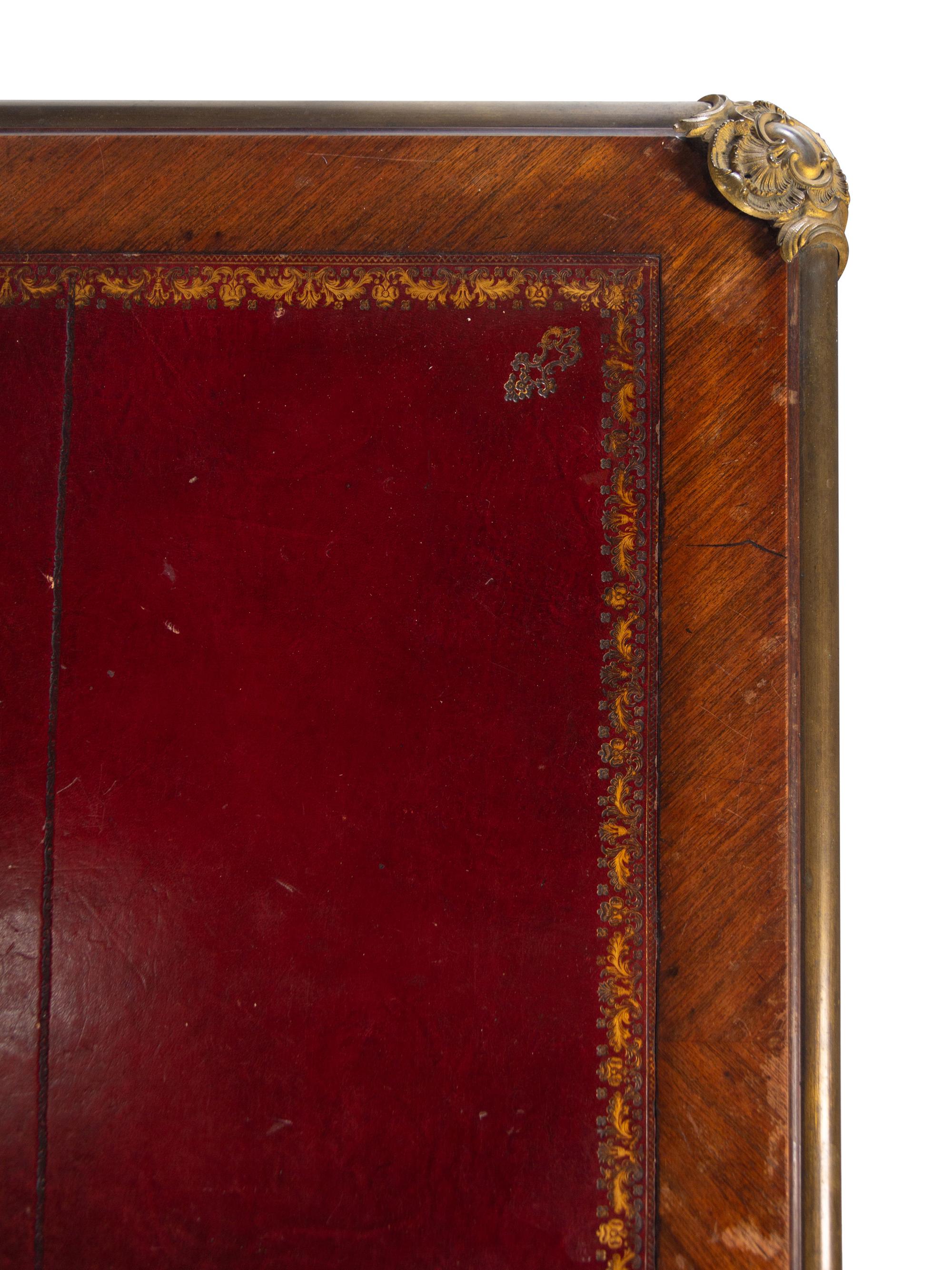 A Louis XV Style Gilt Bronze Mounted Kingwood Bureau Plat