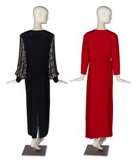 Two Gowns by Richilene and Carolina Herrera Accompanied by a Collection of Costume Jewelry