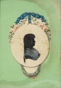 A Group of Two Portrait Miniatures and Two Silhouette Pictures