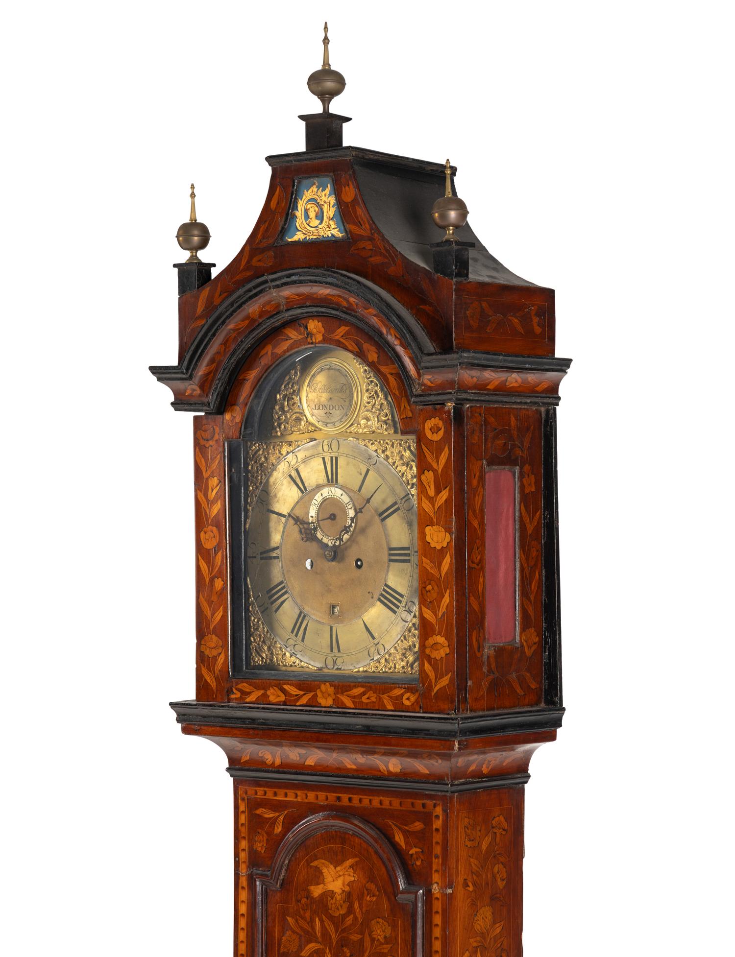 A Dutch Marquetry Longcase Clock with Associated English Movement