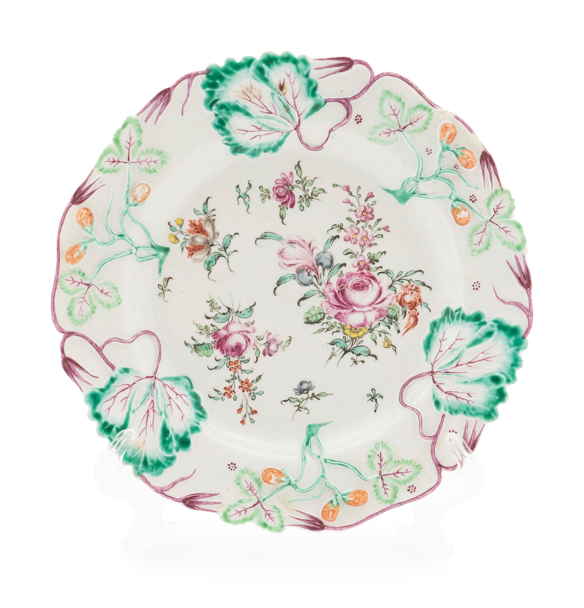 A Longton Hall Molded Porcelain Strawberry Plate — CIRCA 1755-60