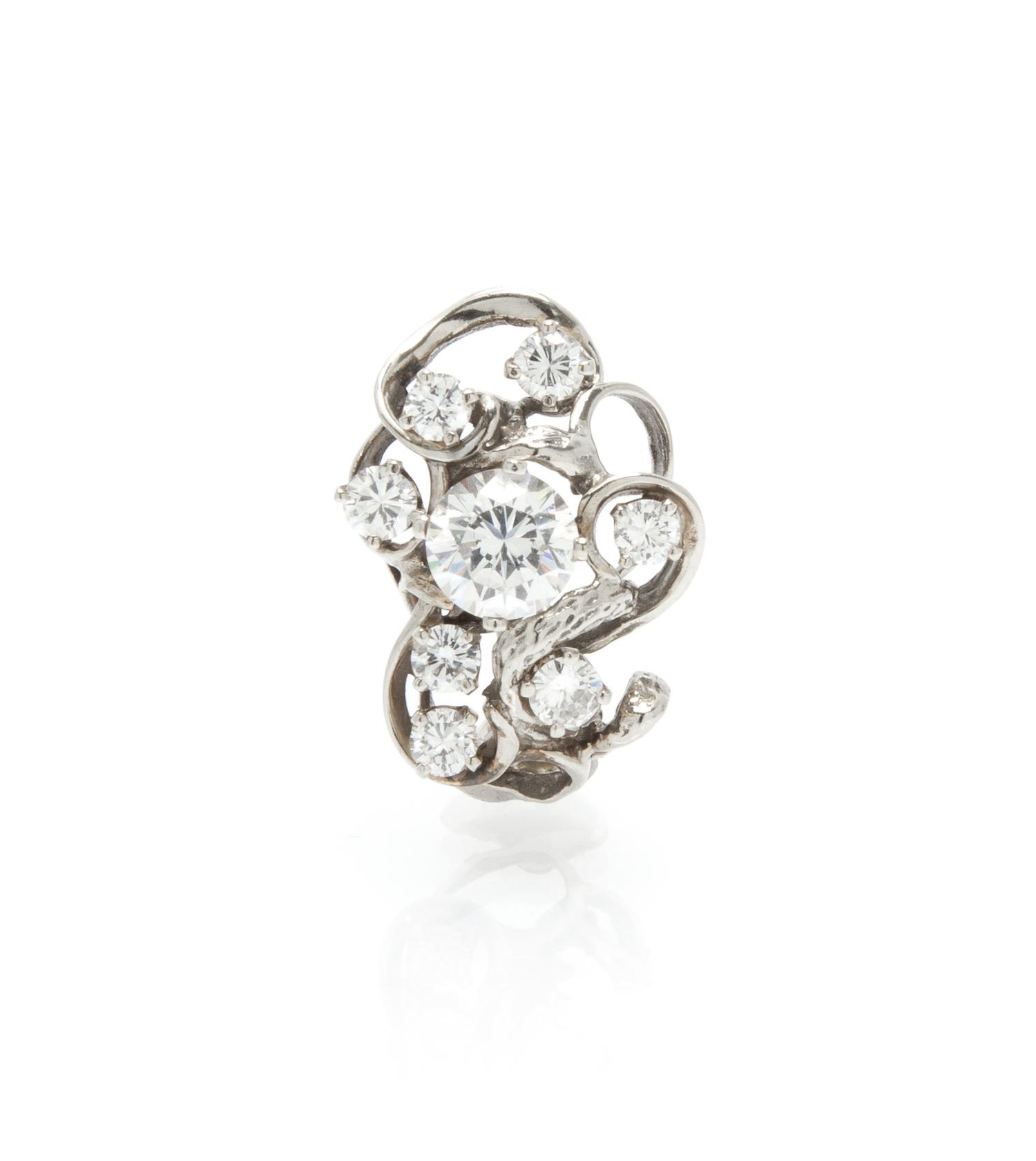 A 14 Karat Gold, Diamond and Cubic Zirconia Assembled Shortener, 4.40 dwts.
