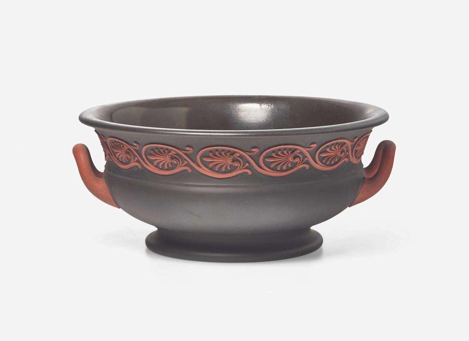 A Wedgwood Black Basalt Handled Bowl, UK, early 19th century