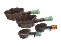 14 Chinese Hardstone Mounted Metal Irons