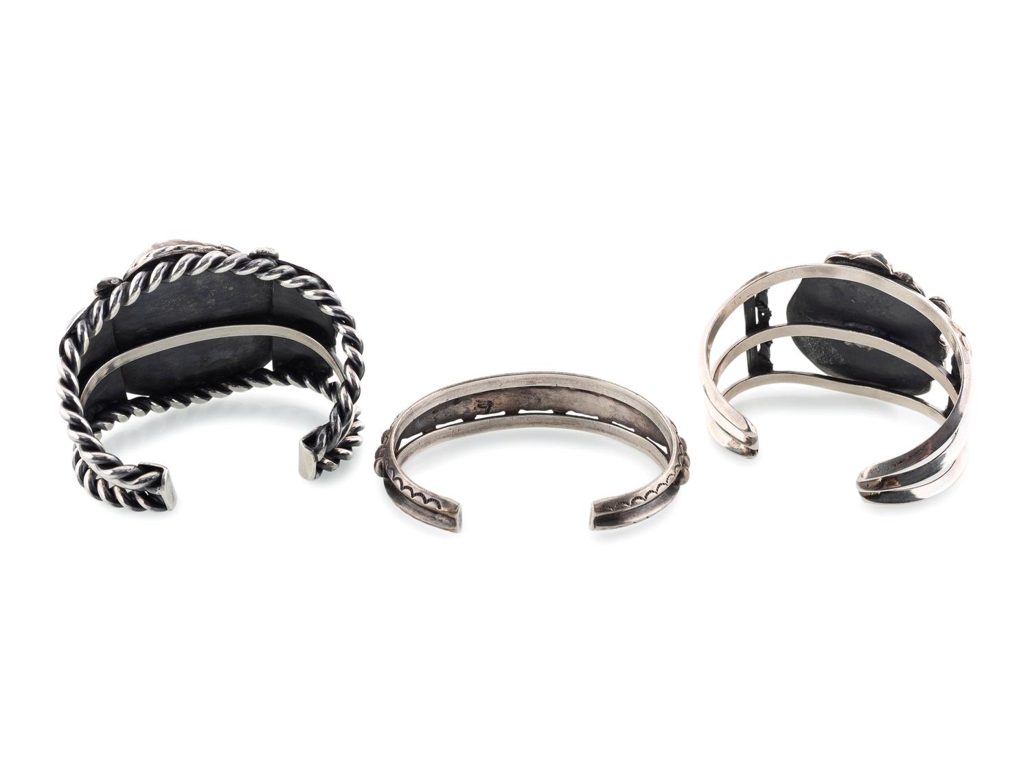 Navajo Silver and Turquoise Cuff Bracelets