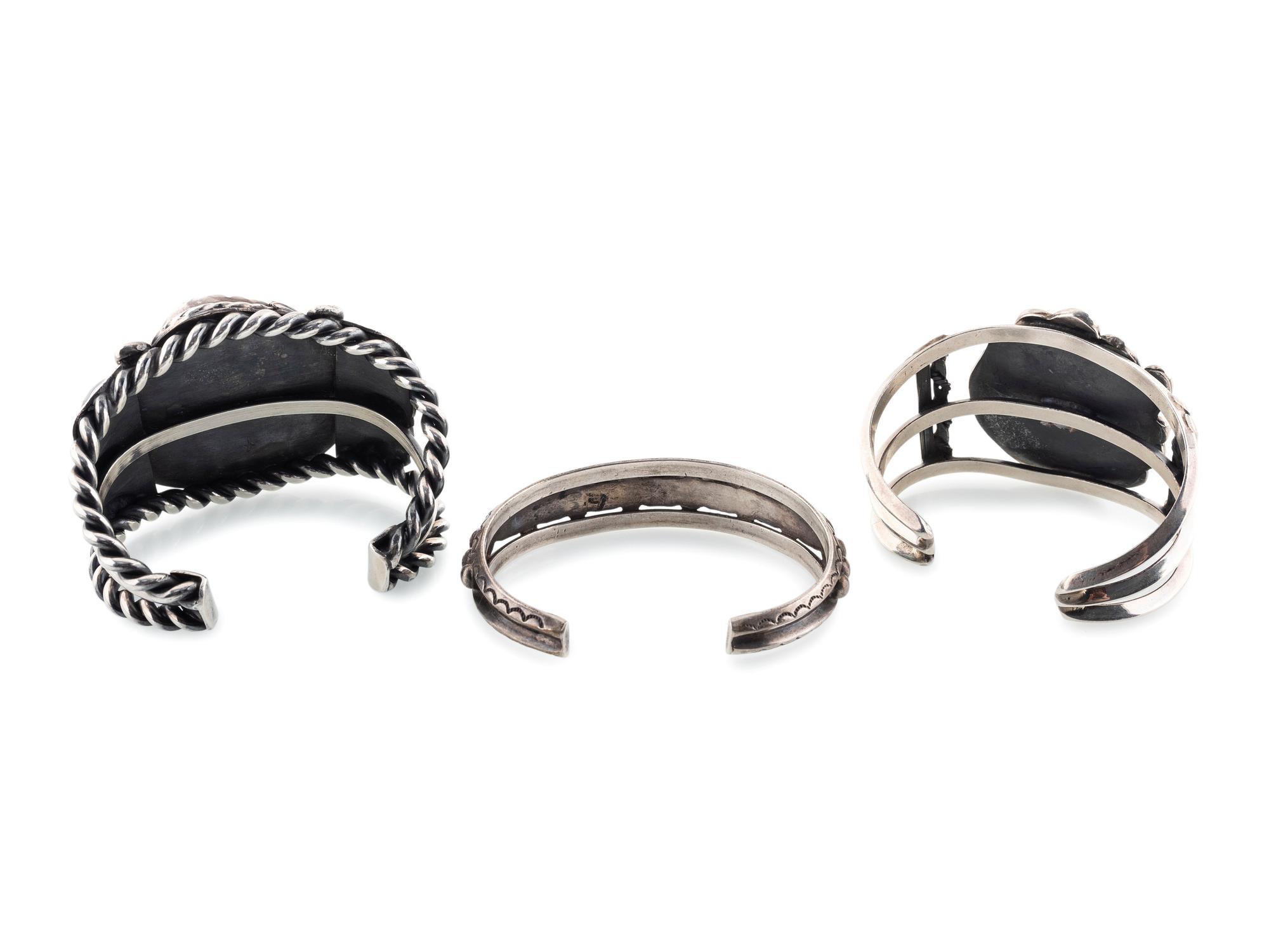 Navajo Silver and Turquoise Cuff Bracelets