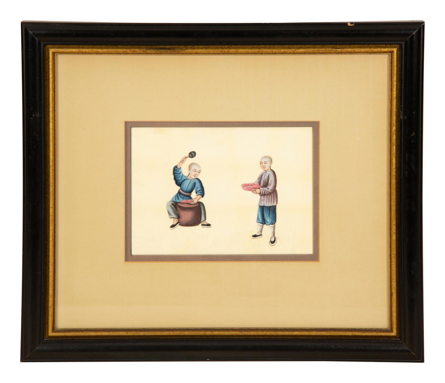 Three Chinese Pith Paintings of Occupations
