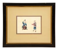 Three Chinese Pith Paintings of Occupations
