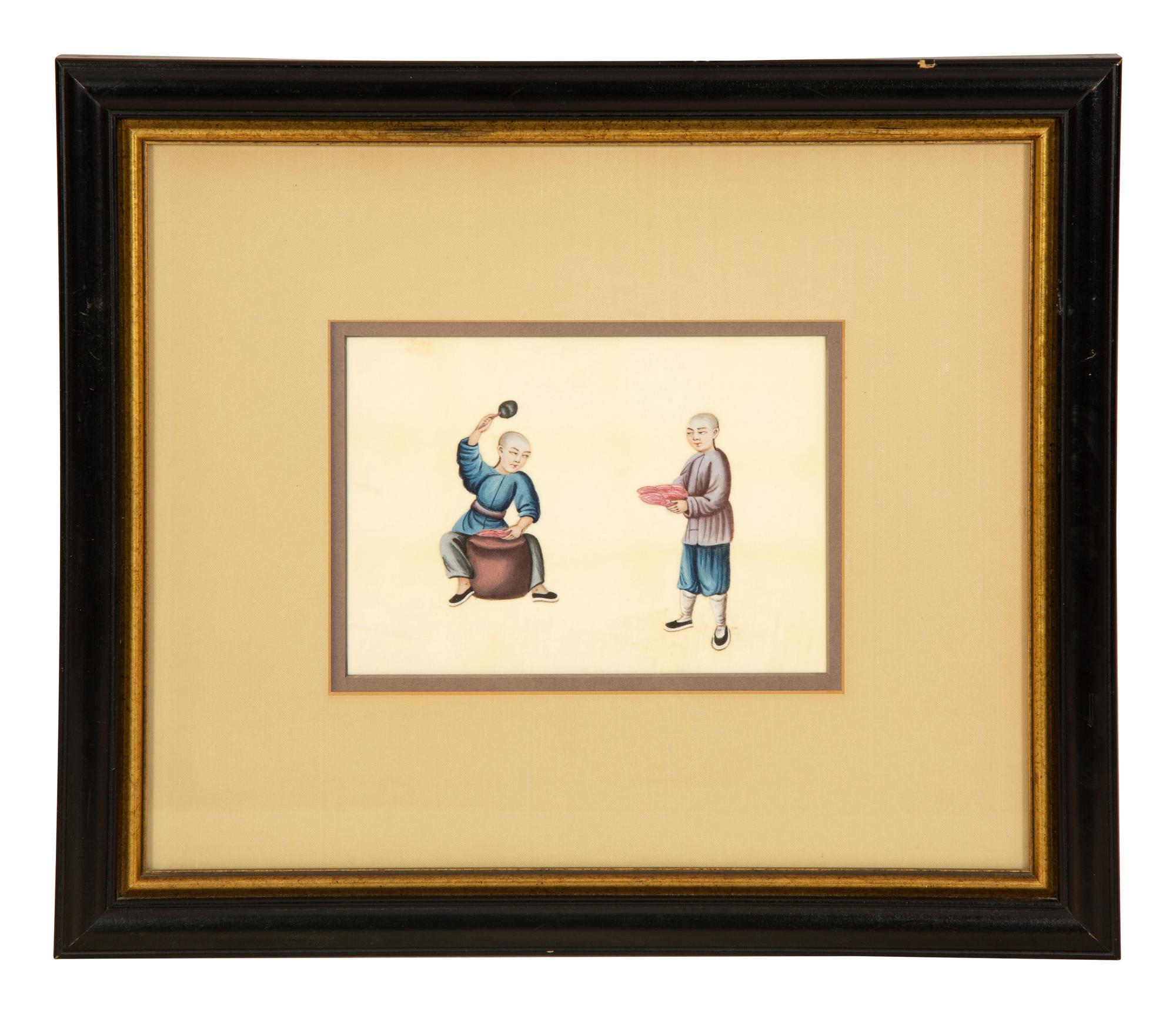 Three Chinese Pith Paintings of Occupations