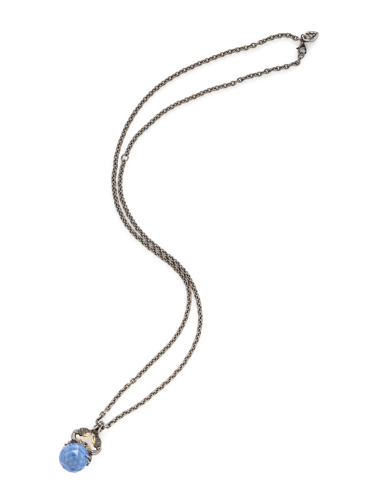 STEVEN WEBSTER, STERLING SILVER AND BLUE CRYSTAL ZODIAC CANCER 'ASTRO BALL' NECKLACE