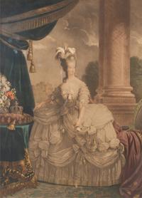 A Pair of French Gilt Bronze Frames with Color Aquatints Depicting Louis XVI and Marie Antoinette