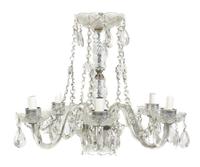 A Cut Glass Five-Light Chandelier, Height 20 inches.