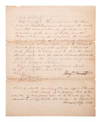 [SLAVERY & ABOLITION]. Manuscript bill of sale for enslaved African Americans "Edward" and "Jane." Wake County, NC, 14 September 1857.