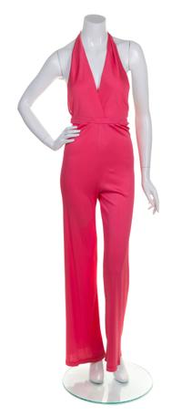 A Stephen Burrows Hot Pink Halter Jumpsuit,